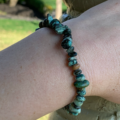 African turquoise encourages growth and development to foster a positive change from within. African turquoise is believed to help ease mood swings, encourage acceptance, and soothe feelings of emotional aggravation resulting in a more optimistic attitude towards life. This stone inspires structure and balance to awaken one to their intended purpose.